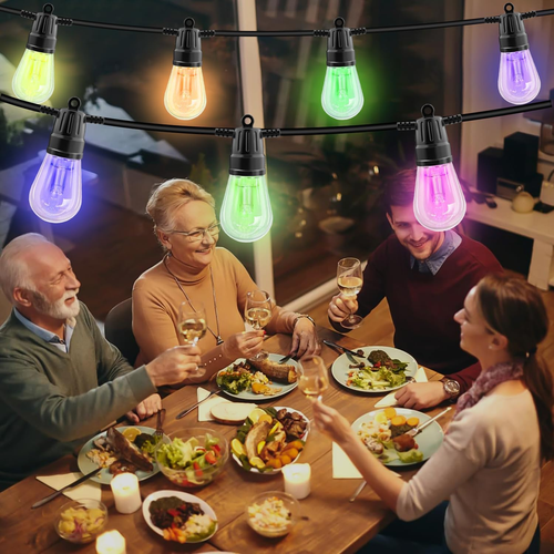 Festoon Lights Outdoor,15M String Lights with Remote & APP, S14 Dimmable LED ... - Picture 8 of 8