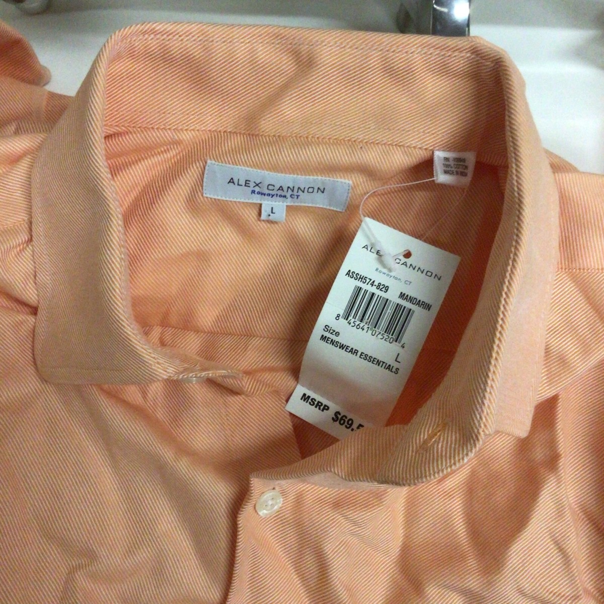 VINTAGE ALEX CANNON MEN'S LONG SLEEVE BUTTON DOWN ORANGE SHIRT