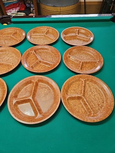 Vtg Lot 12 KYS-ITE 231 Divided Plate 11" Diameter Cafeteria Camping Brown Marble - Picture 3 of 5