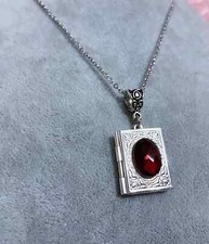 Collana donna Portafoto a Libro catenina collezione argento cabochon in acciaio