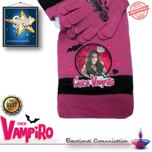 Set cappellino sciarpa guanti CHICA VAMPIRO completo regalo idea regalo FESTA - Picture 2 of 4