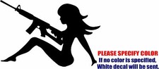 Girl with Gun JDM Funny Vinyl Decal Sticker Car Window Bumper Laptop Boat 22"