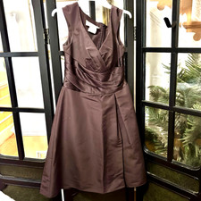 David's Bridal Cocktail Dress Sz 8 Purple Brown Sleeveless Evening Wear Wedding