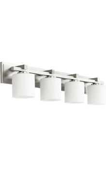 Quorum 4 Light Cylinder Bath Vanity Style-Satin Nickel Satin Opal 5369-4-65 NEW