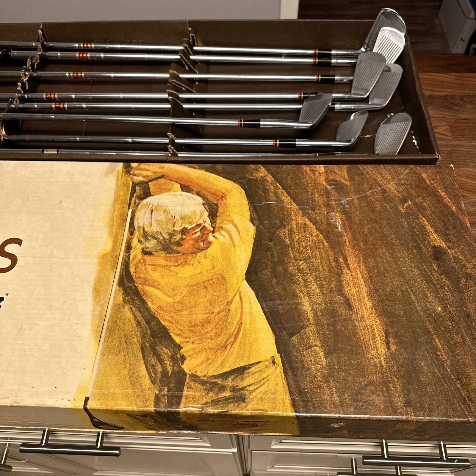 Vintage Jack Nicklaus Golden Bear Golf Clubs Box Spalding Irons