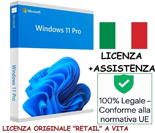 WINDOWS 11 PRO 64BIT LICENZA ORIGINALE RETAIL GARANTITA A VITA