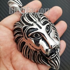 HIP HOP RAPPER STAINLESS STEEL LARGE JUMBO LION HEAD FASHION CHARM PENDANT S-01