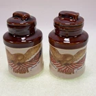 McCoy Pottery Spirit of 76 Stoneware Salt & Pepper Shakers Eagle & Flag USA