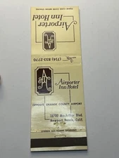 Vintage Matchbook Cover Airporter Inn Hotel, Newport Beach CA MB17