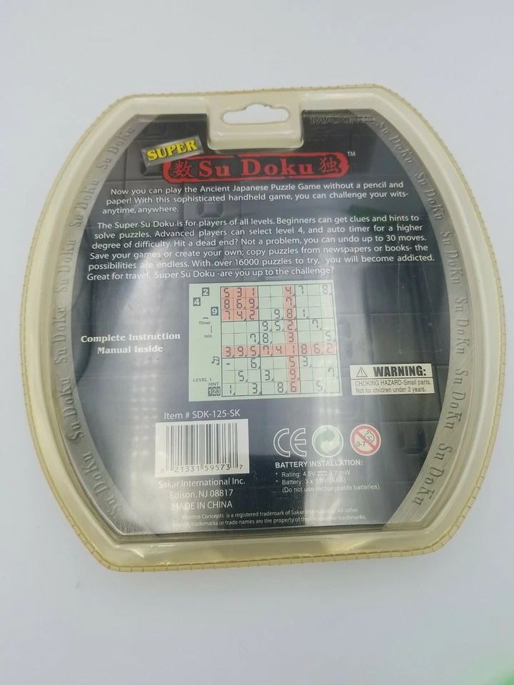 Super Sudoku Handheld Electronic Game Maximo SDK-125-SK Sealed. Vintage - Image 2 of 2