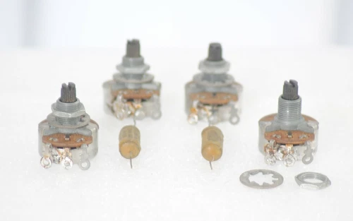 4 x 1950's MALLORY Pot 100k w ASTRON Capacitor for VINTAGE Electric Guitar USA