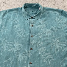 Tommy Bahama Hawaiian Shirt Men's XL 100 Silk All Over Print Palm Trees
