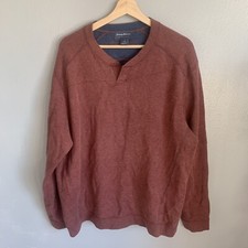 Tommy Bahama Sweater Men L Reversible Maroon Blue Ribbed Cotton Logo LS