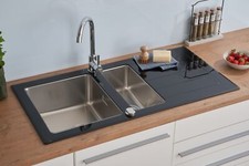 �vier En Verre Encastr� En Acier Inoxydable 100 X 50 Noir Respekta New York