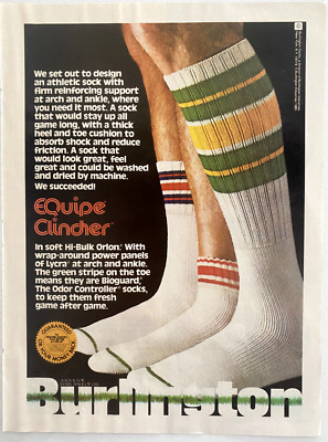 Burlington Equipe Clincher Socks Vintage 1980 Magazine Ad
