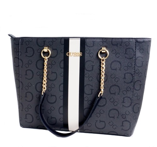 Guess Bolsa De Dama Shopper Lucine Negra Nueva - Photo 3 sur 12