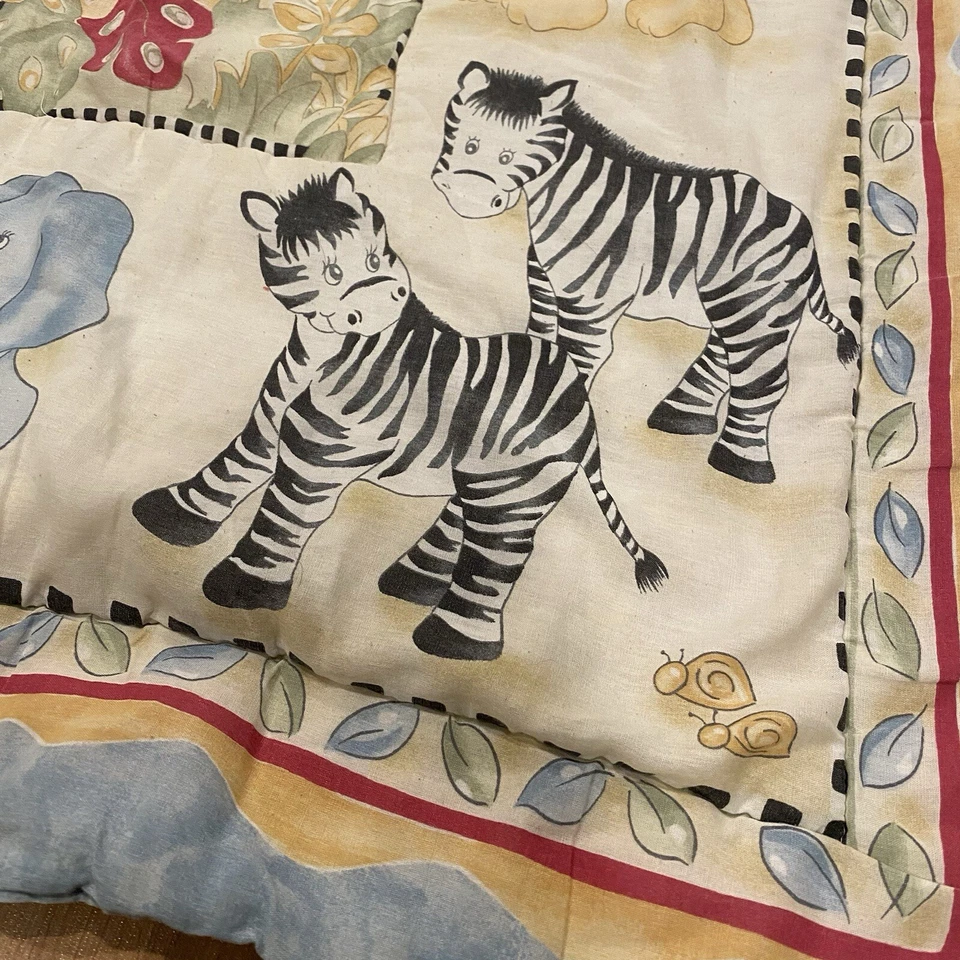Manta bebé selva vintage cuna edredón safari animal elefante jirafa cebra león Foto 3 de 4