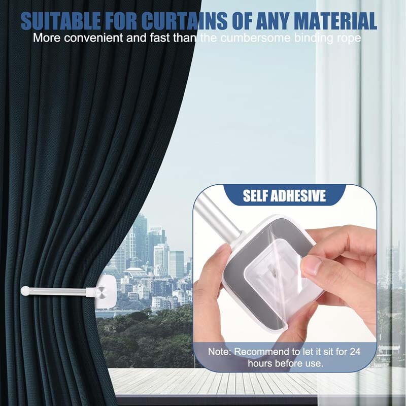 2PCS Curtain Holdbacks Self Adhesive Curtain Holders Retractable and