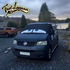 VW T5 Van Black Out Blinds Window Screen Cover Frost Protection Wrap Eyes Blue