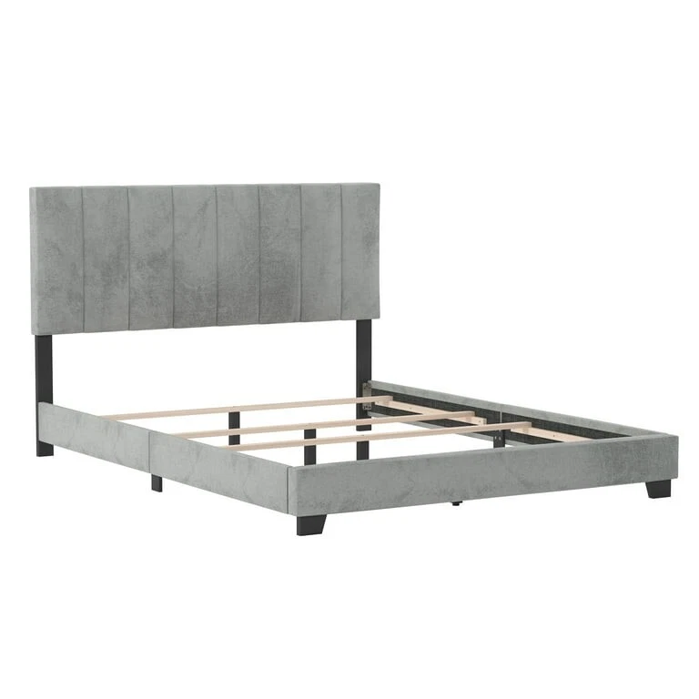 Reece Channel Stitched Upholstered Full Bed Platinum Grey by Hillsdale Living