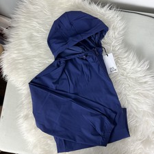 Iris & Ink Performance Hooded Zip Jacket Patriot Blue/heather Navy Size Medium