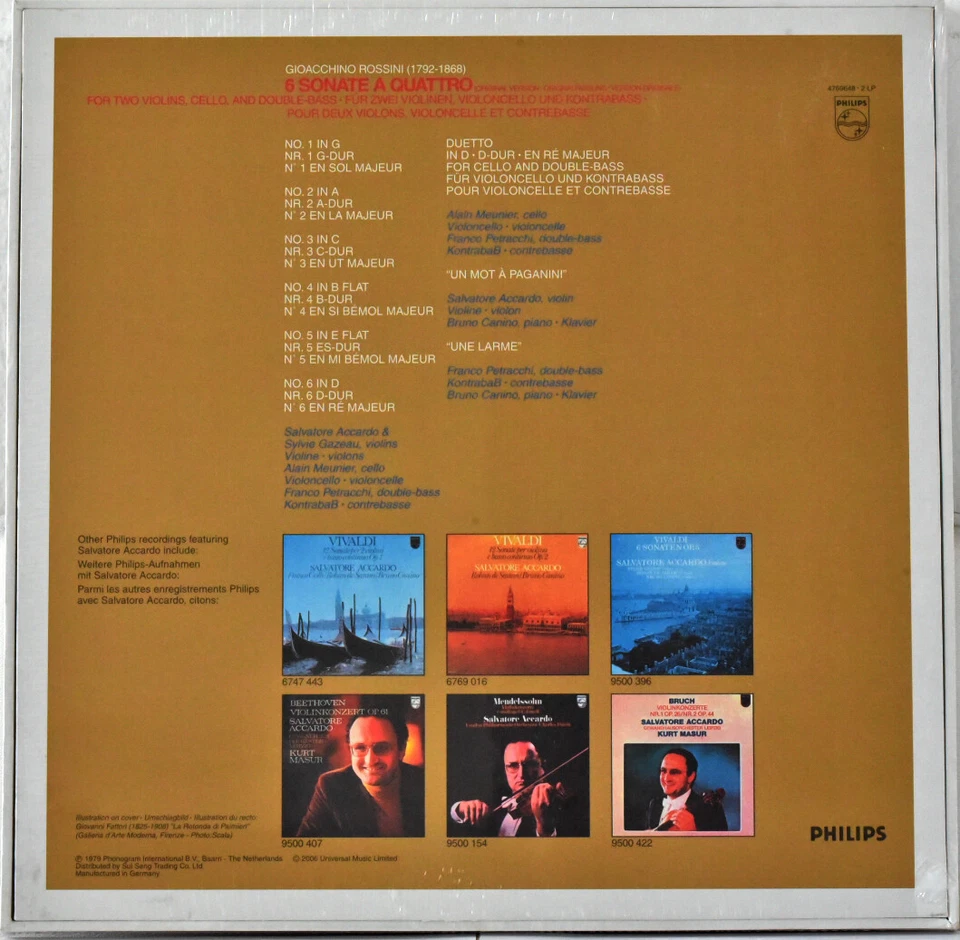 AUDIOPHILE PHILIPS ROSSINI "6 Sonate A Quattro"  ACCARDO #2LP BOX No #447 SEALED - Image 2 of 4