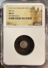 1131-41__MS 62__Hungary Denar__Bela II__NGC, Silver Coin