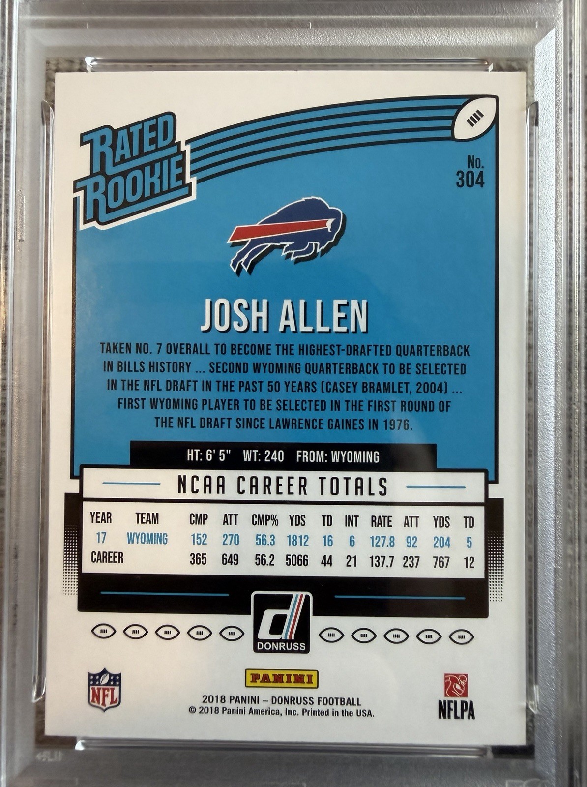 2018 Panini Donruss - Rated Rookie Josh Allen #304 (RC) view 4