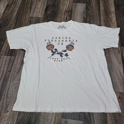 Asking Alexandria UK   Into The Fire  White  Shirt Mens Size XL