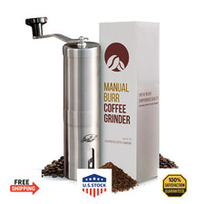 JavaPresse Manual Coffee Grinder - 18 Settings, Stainless Steel Conical Burr
