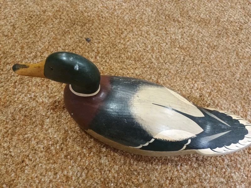 Vintage Wooden Duck Decoy Hadley Corp Hand Carved Painted Sign By R. Tesch 18x8"
