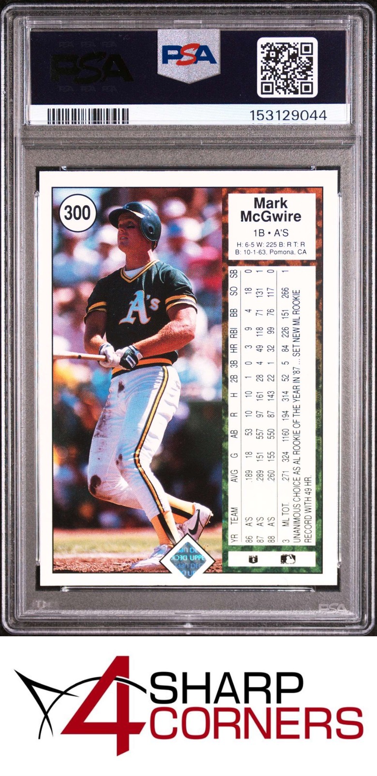 1989 UPPER DECK #300 MARK McGWIRE ATHLETICS PSA 10 view 2