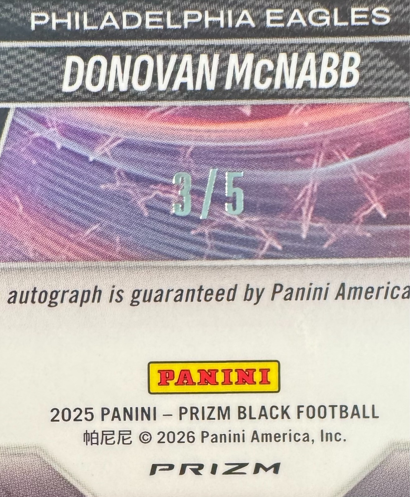 2025 Prizm DONOVAN MCNABB AUTO /5 - Prizmatrix Gold Vinyl #PS-DMB, Please READ view 2