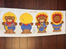 vintage Cowboy and Indian cut and sew fabric panel Teddy Bear 14  Cranston Print