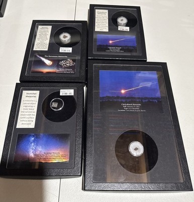 Lot Of 4 Meteorite Displays; Sericho, Seymchan, And Two Chelyabinsk.
