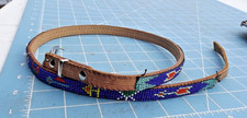 Vintage 1970's Beaded Belt Youth Size Narrow Estate find Montana Native Symbols
