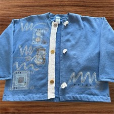 Vtg Y2K Hand Painted Art Cardigan Sweatshirt ...