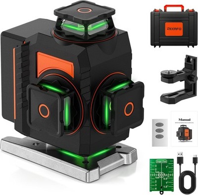 4D 16-Line Green Laser Level 360° Self-Leveling w/ Remote, 5200mAh