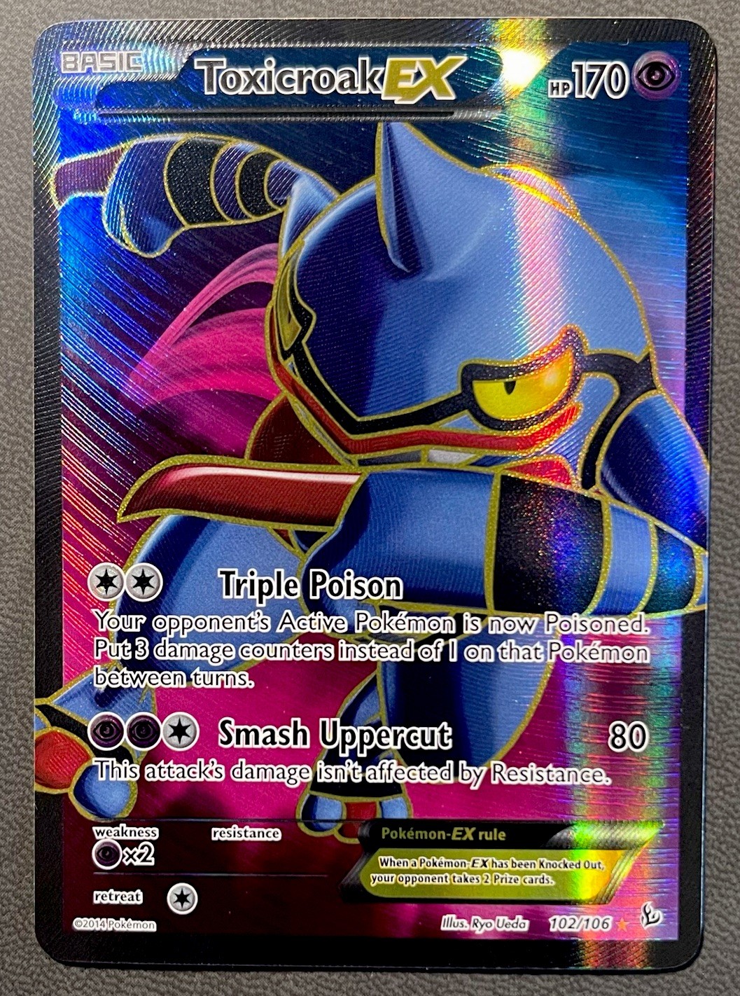 [LP/NM] Toxicroak EX 102/106 Full Art Ultra Rare Holo Pokémon XY Flashfire 2014 