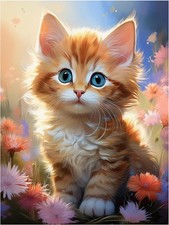 Tile Mural Cute Fluffy Kitten Cat Kitchen Wall Art Backsplash Marble Ceramic