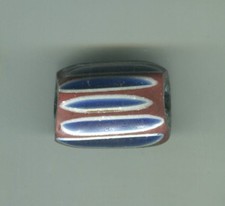 African Trade beads Vintage Antique Venetian glass 7 layer chevron blue  33x23mm