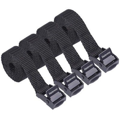 Masterwise Lashing Strap with Cam Buckles, Cinch 3' x 0.75'', Black