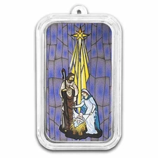 2025 1 oz Silver Colorized Bar - Christmas Star Nativity Scene