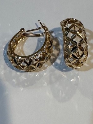 ATEMBERAUBENDE einzigartige Vintage 14K Gelbgold Diamantschliff Creolen 7,5 Gramm