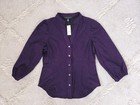 New WHBM White House Black Market Size 4 Purple Deep Amethyst Suede Shirt Blouse — photo 1