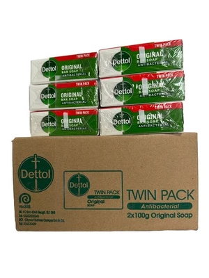 Dettol Antibacterial Soap, 100g Original 12 Bar(6 X Twin Packs) In Box