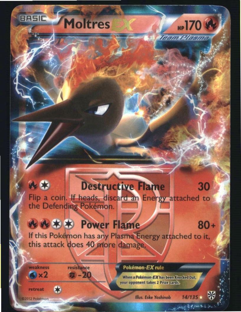 Moltres EX 14/135 Holo EX Rare Plasma Storm Pokemon Holo Near Mint