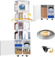 6 Tier Rotating Bookshelf Spinning Bookshelf Tower 360 Revolving Bookcase W/