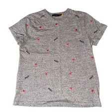 Kids Polo Ralph Lauren Gray All Over Heart Polo Logo Tee Shirt Size Large Vday