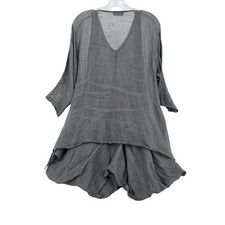 IC Collection Gray 100% Linen Layered Draped ...